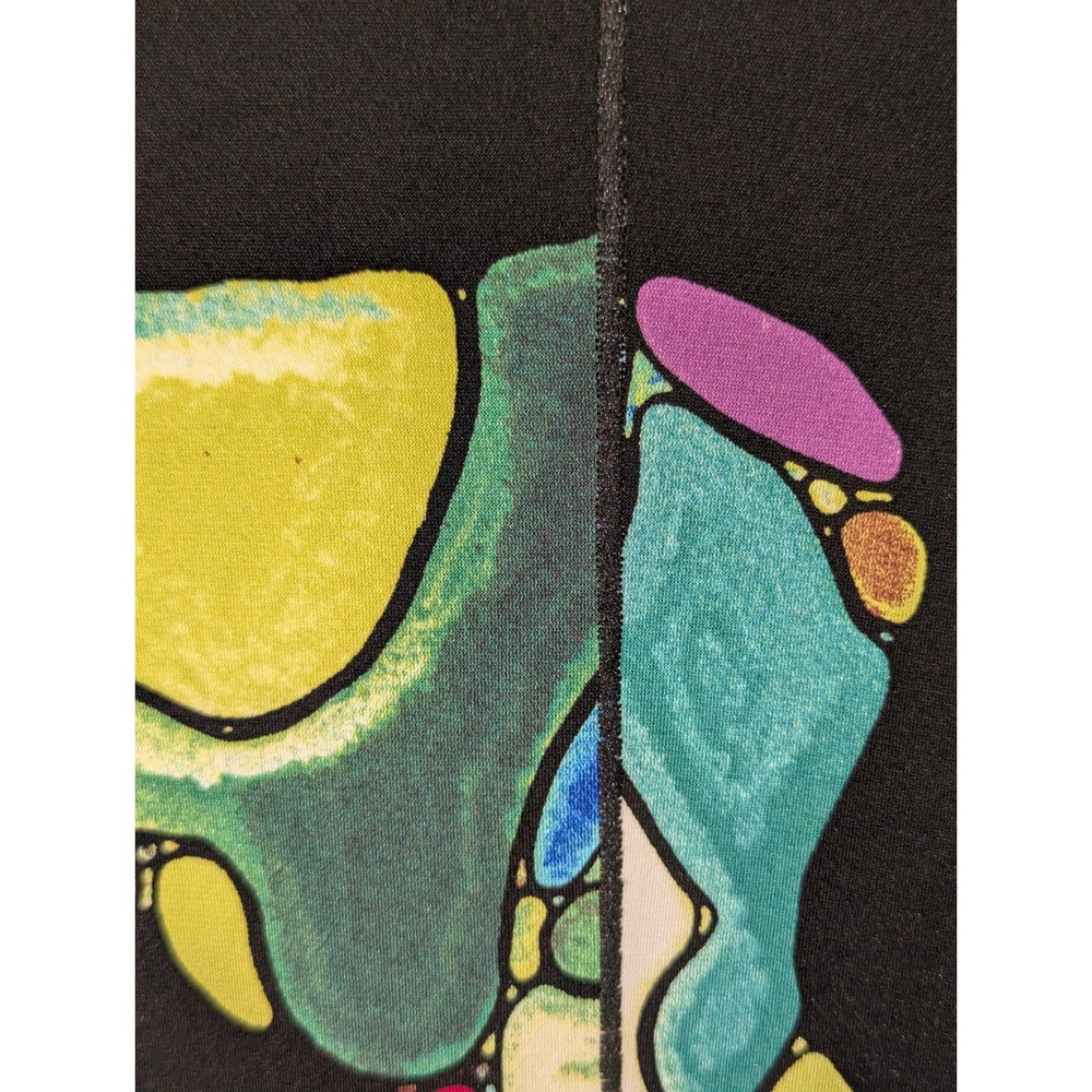 Eva Varro Black Multi Abstract Art Print Long Sleeve Keyhole Cutout Dress XL USA - Picture 10 of 10